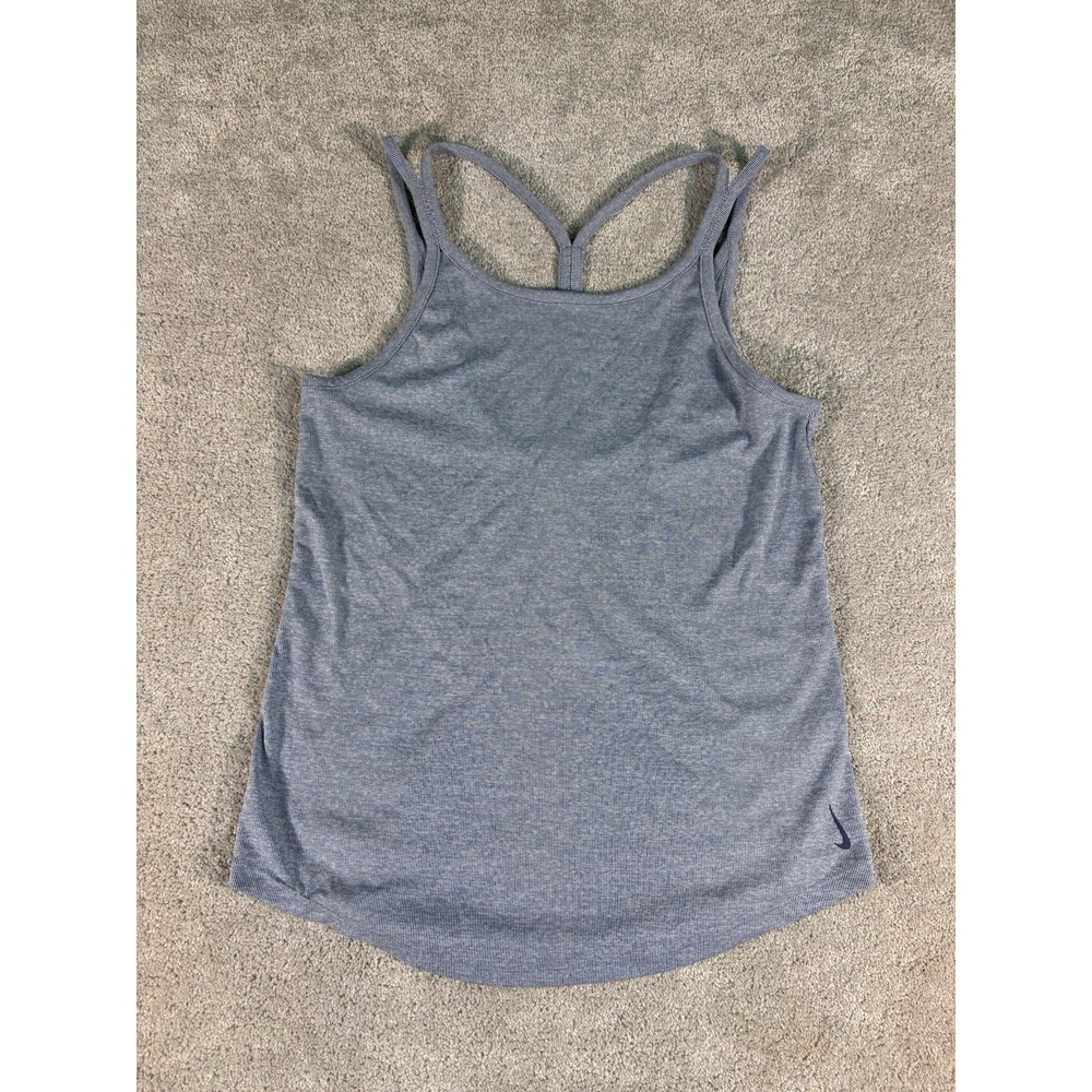 Nike Y2K Women's Gray/Black Ribbed Racerback Tank Top Athletic Activewear Size S
